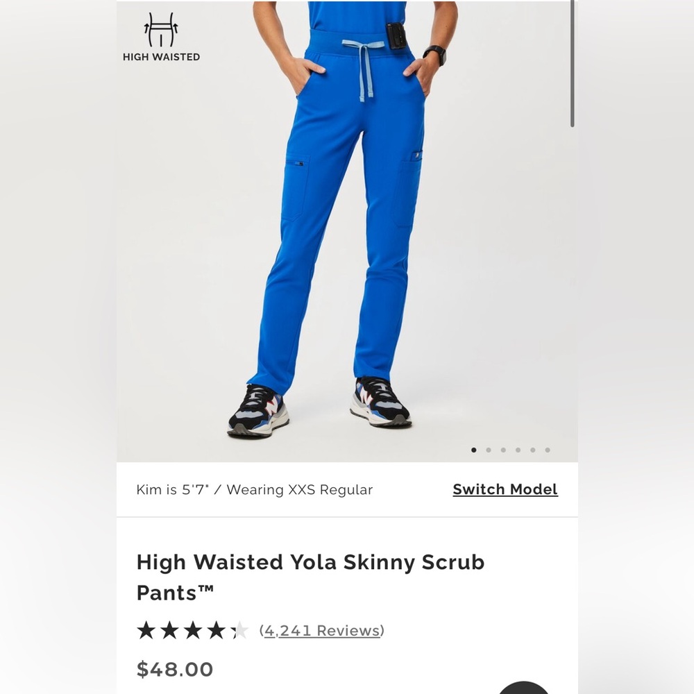 FIGS Yola High-Waisted Skinny Scrub Pant Royal Blue Size M